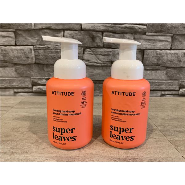 Lot of 2 Attitude Super Leaves Foaming Hand Soap Pink Grapefruit 295ml Each
