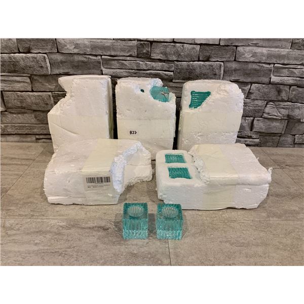 Lot of 29 Candle Holders - Romadedi Glass - Green Taper