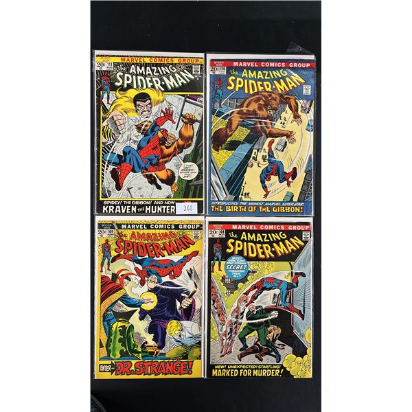 (4) MARVEL THE AMAZING SPIDER-MAN COMIC BOOKS; COMPLETE RUN #108-111