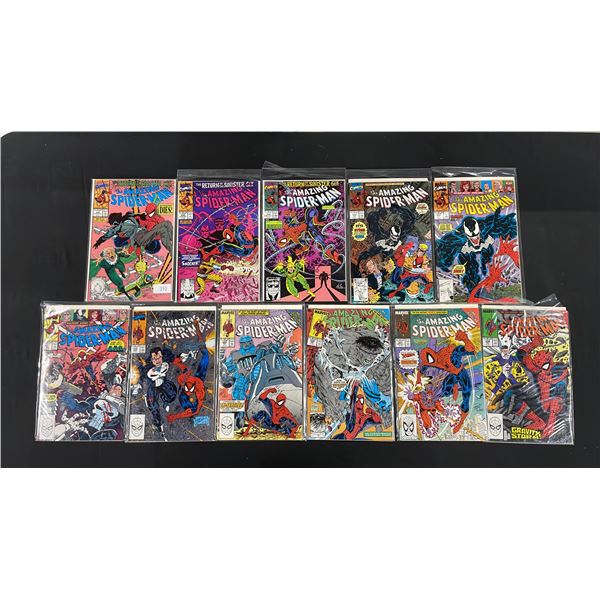 (11) MARVEL THE AMAZING SPIDER-MAN COMIC BOOKS; COMPLETE RUN #326-336