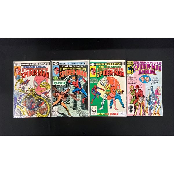 (4) MARVEL ANNUAL PETER PARKER, THE SPECTACULAR SPIDER-MAN COMIC BOOKS; COMPLETE RUN #1-4