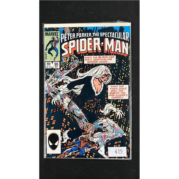 MARVEL PETER PARKER THE SPECTACULAR SPIDER-MAN #90 COMIC BOOK; BLACK CAT 2ND APPEARANCE