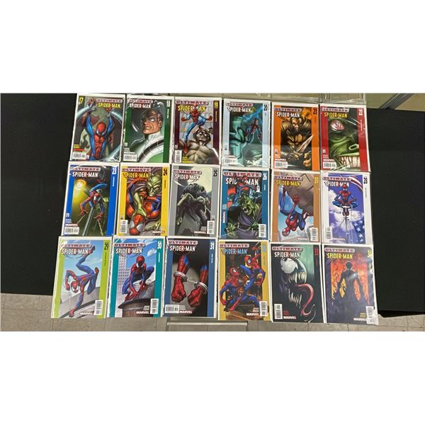 (18) MARVEL ULTIMATE SPIDER-MAN COMIC BOOKS; COMPLETE RUN #17-34
