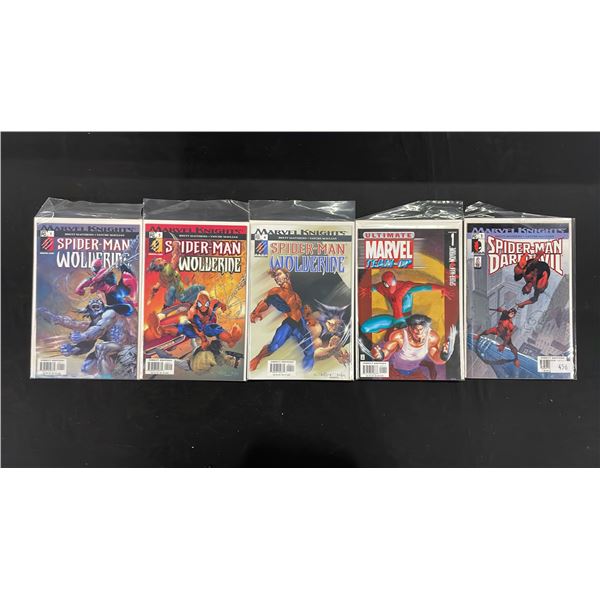 (5) MARVEL KNIGHTS & ULTIMATE TEAM-UP COMIC BOOKS; SPIDER-MAN & WOLVERINE #1-3, SPIDER-MAN & DARE...
