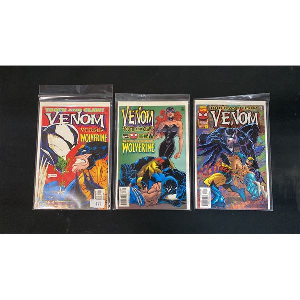 (3) MARVEL VENOM TOOTH AND CLAW COMIC BOOKS; #1-3