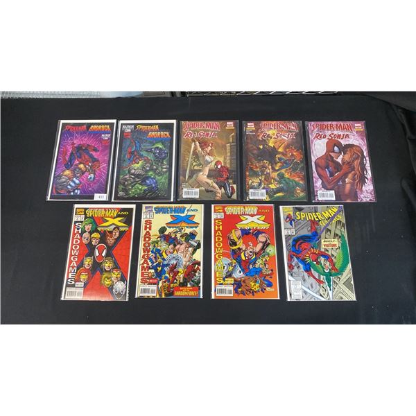 (9) ASSORTED MARVEL SPIDER-MAN COMIC BOOKS; RED SONJA #2, 4 & 5, BADROCK #1A & 1B, CLASSICS #3 & ...