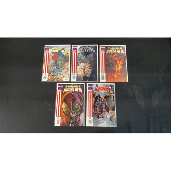 (5) MARVEL SPIDER-MAN HOUSE OF M COMIC BOOKS; COMPLETE RUN #1-5