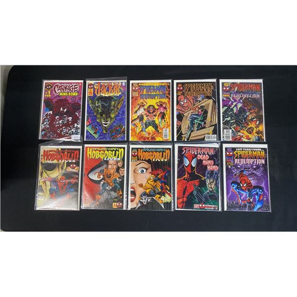 (10) ASSORTED MARVEL SPIDER-MAN COMIC BOOKS; CARNAGE: MIND BOMB #1, THE JACKAL FILES #1, REDEMPTION