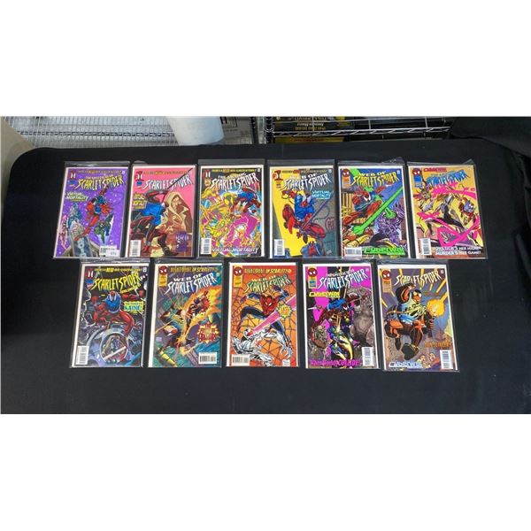 (11) ASSORTED MARVEL SCARLET SPIDER COMIC BOOKS; VIRTUAL MORAILY #1-4, CYBERWAR #1-4, UNLIMITED W...