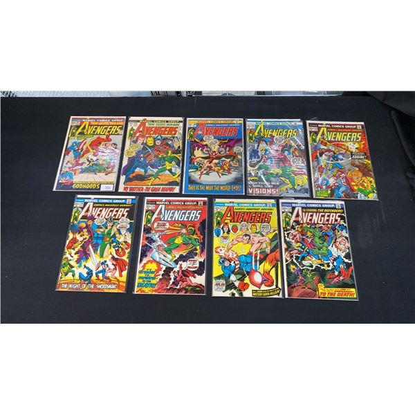 (9) MARVEL THE AVENGERS COMIC BOOKS; #97, 102, 104, 113, 114, 116-118 & 120