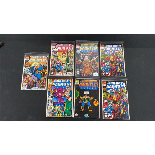 (7) MARVEL THE INFINITY GAUNTLET COMIC BOOKS; COMPLETE RUN #1-6