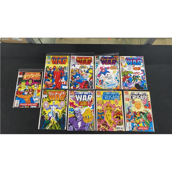 (6) MARVEL THE INFINITY WAR COMIC BOOKS; COMPLETE RUN #1-6 & (3) MARVEL THE INFINITY CRUSADE COMIC