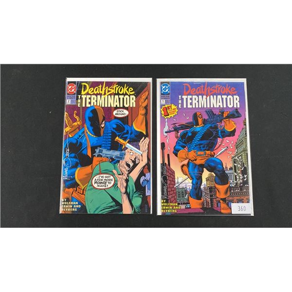 DC DEATHSTROKE #1 & #2 COMIC BOOKS SIGNED BY MIKE ZECK