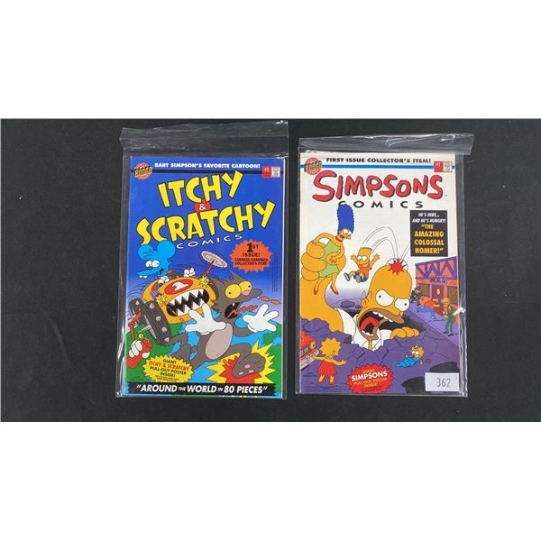 BONGO THE SIMPSONS #1 COMIC BOOK & ITCHY & SCRATCHY #1 COMIC BOOK