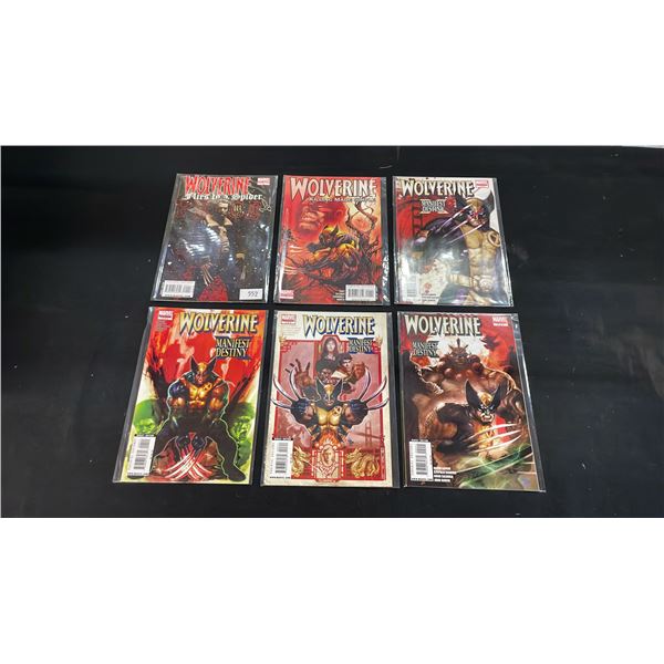 (6) MARVEL WOLVERINE COMIC BOOKS; FLIES TO SPIDER #1, KILLING MADE SIMPLE #1 & MANIFEST DESTINY