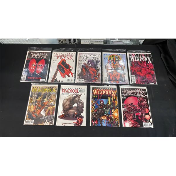 (9) MARVEL DEADPOOL COMIC BOOKS; FUNERAL FOR A FREAK #1-4, AGENT OF WEAPON X #1, 3 & 4 & #66 & 69
