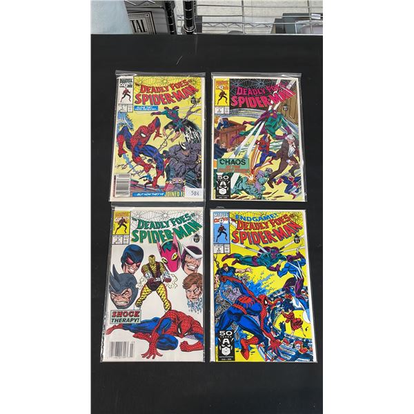 (4) MARVEL THE DEADLY FOES OF SPIDER=MAN COMIC BOOKS; #1-4
