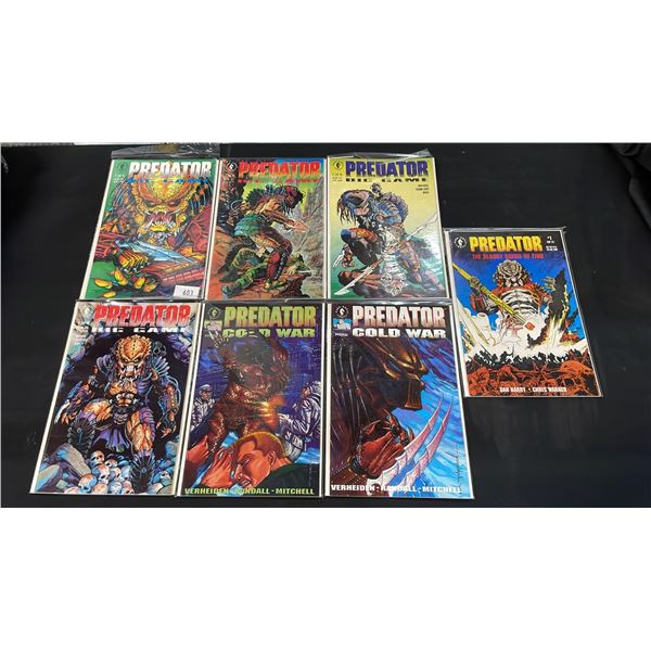 (7) DARK HORSE COMICS PREDATOR COMIC BOOKS; BIG GAME #1-4, COLD WAR #1 & 3, THE BLOODY SANDS OF