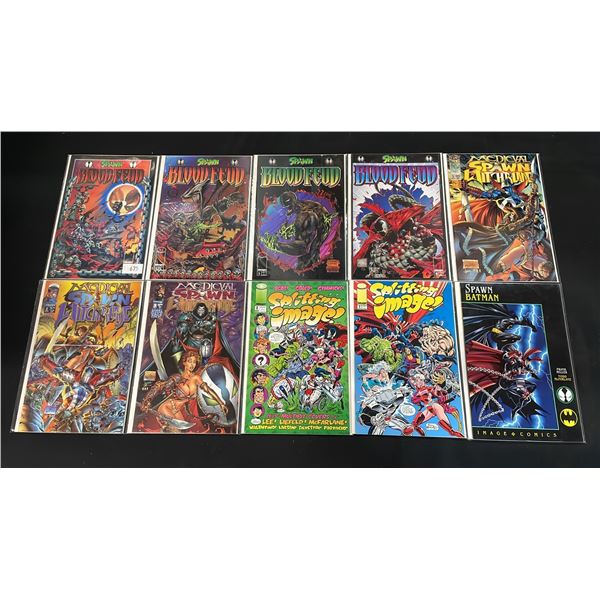 (10) IMAGE COMICS COMIC BOOKS; SPAWN BLOOD FEUD #1-4, SPAWN MEDIEVAL WITCHBLADE #1-3 & MORE