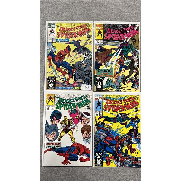 (4) MARVEL THE DEADLY FOES OF SPIDER-MAN COMIC BOOKS; #1-4