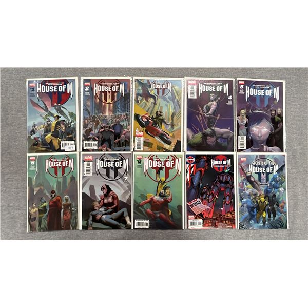 (10) MARVEL HOUSE OF M COMIC BOOKS; COMPLETE RUN #1-8, THE DAY AFTER & SECRETS OF THE HOUSE OF M