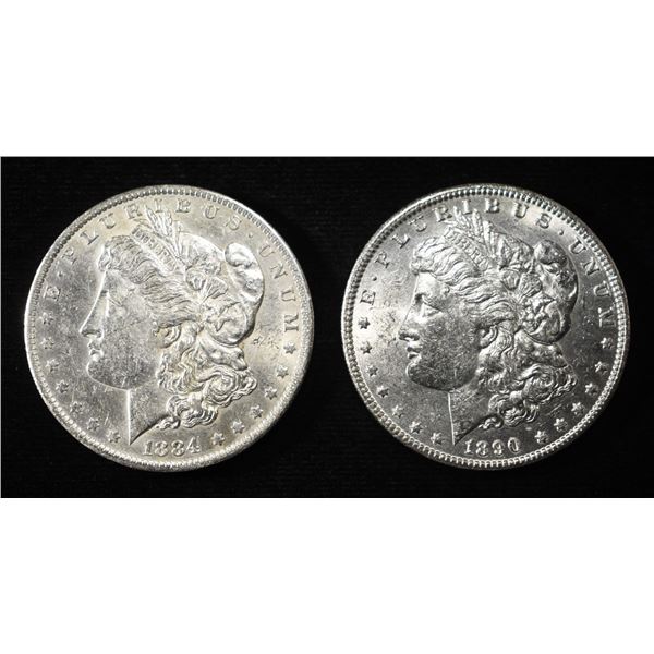 1884-O & 1890 MORGAN DOLLARS AU/BU