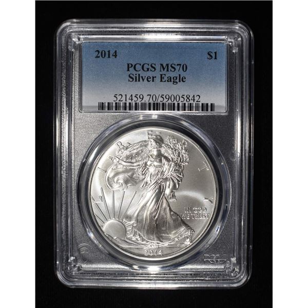 2014 AMERICAN SILVER EAGLE PCGS MS70