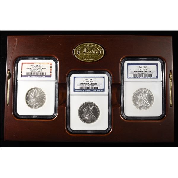 SS REPUBLIC SHIPWRECK 3 COIN SEATED HALF SET