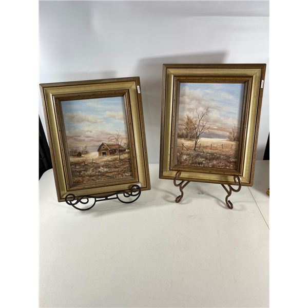 Pair of Vintage Prairie Landscape Paintings by K. Doherty