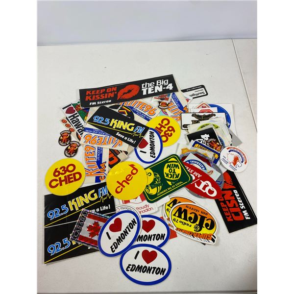 Massive Lot of Vintage Edmonton Radio & Advertising Stickers