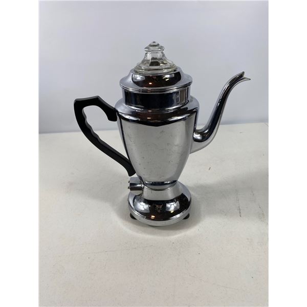 Vintage Swirl-Base Electric Chrome Coffee Percolator