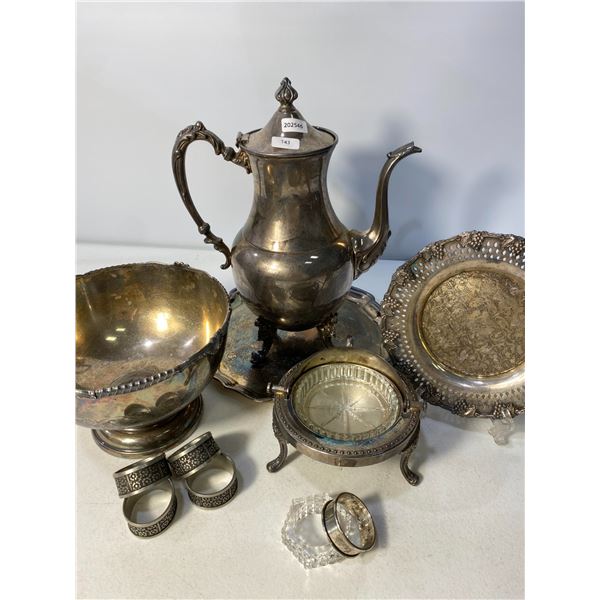 Large Silverplate Tableware Lot a Bowls, Serving Pieces & Napkin Rings
