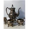 Image 3 : Silverplate Tea Set with Ornate Footed Trinket Box