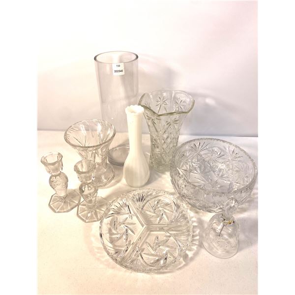 Vintage Cut Crystal Bowls, Vases & Candleholders - Mixed Lot