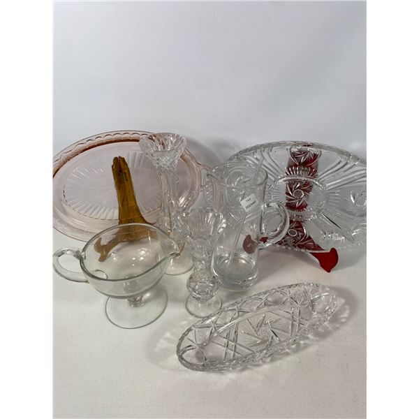 Vintage Glass & Crystal Mixed Lot - Platters, Vases & Tableware