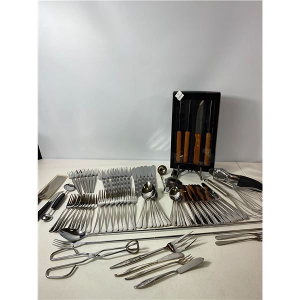 Large Stainless Steel & Mixed Metal Flatware Lot