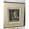 Image 4 : Pair of Framed Historic Engravings with Asian Textile and Framed Medallion