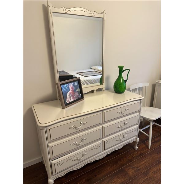 White French Provincial Dresser with Mirror