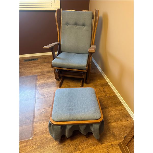 Wooden Glider Rocking Chair with Matching Footstool