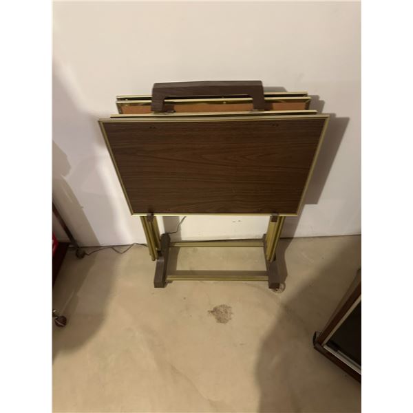 Set of Folding TV Trays with Rolling Stand