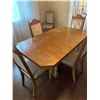 Image 6 : Vintage Oak Dining Table with 6 Upholstered Chairs
