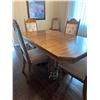 Image 8 : Vintage Oak Dining Table with 6 Upholstered Chairs