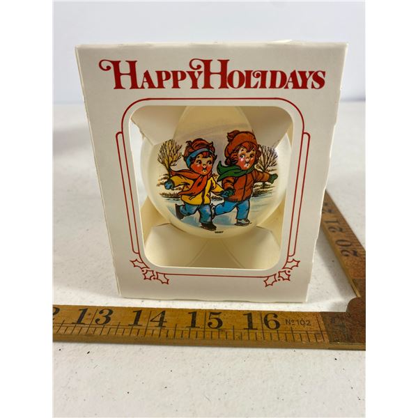 1987 Campbell's Soup Skating Children Christmas Ornament  Boxed Vintage