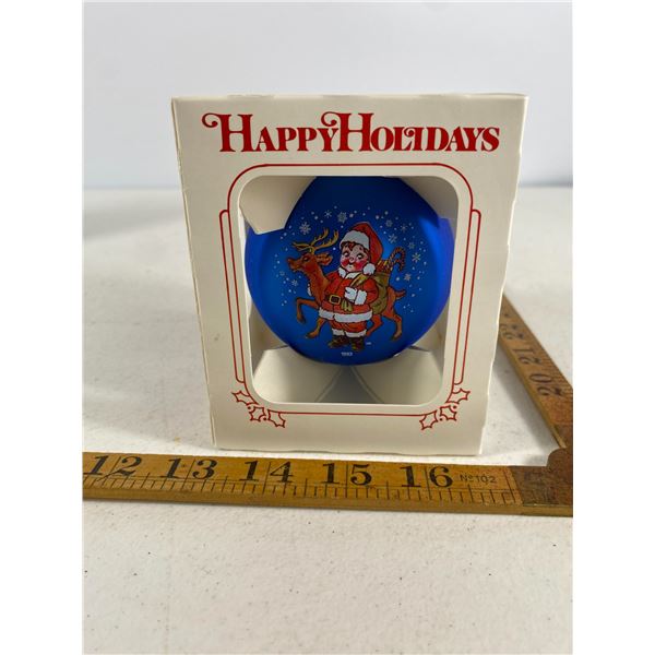 1993 Campbell's Soup Santa with Reindeer Ornament  Boxed Vintage