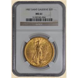 1907 $20 St. Gaudens MS61 NGC