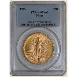 1907 $20 St. Gaudens MS62 PCGS