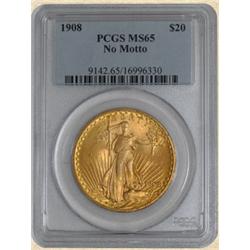 1908 $20 St. Gaudens MS65 PCGS No Motto