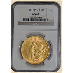 1873 $20 Liberty MS62 NGC Open 3