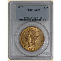 1877 $20 Liberty AU58 PCGS