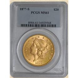1877-S $20 Liberty MS61 PCGS